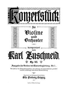 Partition de violon, Concert Piece, Op.46, Konzertstück für Violine und Orchester