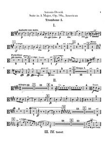 Partition Trombone 1, 2, 3, Tuba, American, A major, Dvořák, Antonín