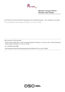 Le Parti communiste français et l audiovisuel : en vouloir ou pas - article ; n°2 ; vol.29, pg 184-202