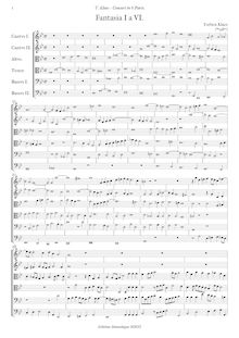 Partition Fantasia I a 6 en C minor, Fantasies pour 6 violes de gambe