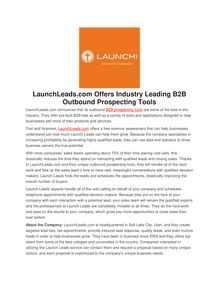 LaunchLeads.com Offers Industry Leading B2B Outbound Prospecting Tools