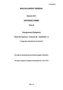 Sujet Physique Chimie Obligatoire bac S 2011