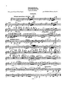 Partition de violon, Trio sur  Norma , opéra de Bellini