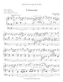 Partition , Pastourelle, 12 pièces pour orgue, Op.36, 12 pièces pour orgue
