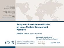 Study on a Possible Israeli Strike on Iran’s Nuclear Development Facilities