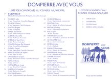 Bulletin de vote Dompierre avec Vous, liste de David Caron