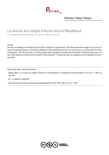 Le recours aux otages à Rome sous la République - article ; n°1 ; vol.21, pg 149-165
