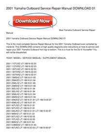 2001 Yamaha Outboard Service Repair Manual DOWNLOAD 01