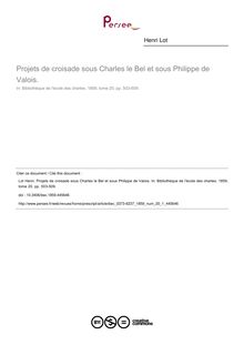 Projets de croisade sous Charles le Bel et sous Philippe de Valois. - article ; n°1 ; vol.20, pg 503-509