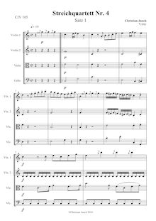 Partition First mouvement, Streichquartett Nr.4, C major, Junck, Christian