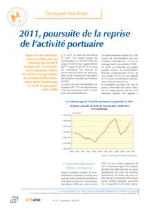 Transport maritime - 2011, poursuite de la reprise de l’activité portuaire