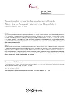 Biostratigraphie comparée des grands mammifères du Pléistocène en Europe Occidentale et au Moyen-Orient - article ; n°2 ; vol.14, pg 50-56