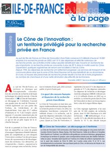 Le Cône de l innovation : un territoire privilégié pour la recherche privée en France
