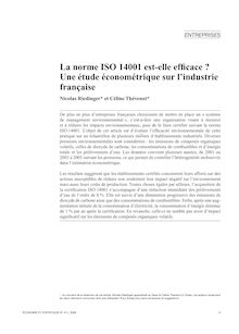 La norme ISO 14001 est-elle efficace ? Une étude économétrique sur l industrie française