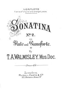 Partition hautbois (flûte) , partie, Sonatina No.2, Walmisley, Thomas Attwood