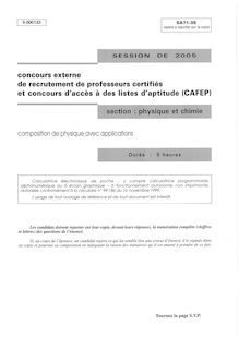 Composition de physique avec applications 2005 CAPES de physique-chimie CAPES (Externe)