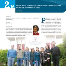 Máster universitario en Intervención e Investigación Psicológica en Justicia, Salud y Bienestar Social