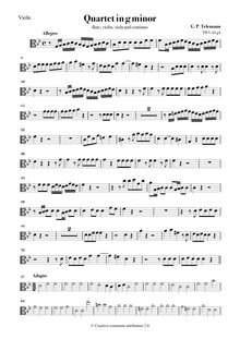 Partition viole de gambe, Quartetto, G minor, Telemann, Georg Philipp