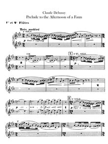 Partition flûte 1/2, 3, Prélude à l’après-midi d’un faune, Debussy, Claude