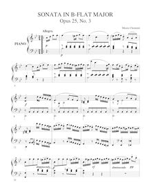 Partition Sonata No.3 en B♭ major, Six Piano sonates, Op. 25, Clementi, Muzio