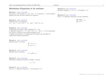 Sujet : Analyse, Nombres complexes, Résolution d équations et de systèmes