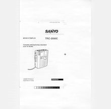 Notice Cassette Recorder Sanyo  TRC-2050C