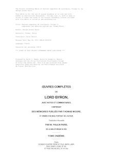 Oeuvres complètes de lord Byron, Volume 11 par Baron George Gordon Byron Byron