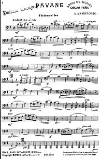 Partition violoncelle, Pavane, D Ambrosio, Alfredo