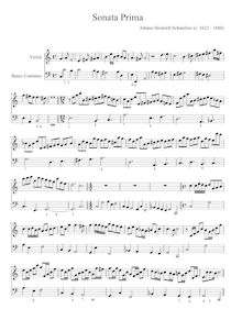 Partition Sonata No.1, violon sonates, Schmelzer, Johann Heinrich