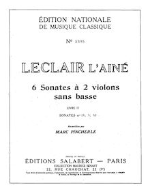 Partition violon 1 (B&W), Duos pour 2 violons, Leclair, Jean-Marie