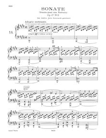Partition complète (1200dpi), Piano Sonata No.14, Moonlight (Sonata quasi una fantasia)