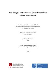 Data analysis for continuous gravitational waves [Elektronische Ressource] : deepest all-sky surveys / von Holger Johannes Pletsch