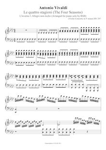 Partition complète, violon Concerto en F minor, L inverno (Winter) from Le quattro stagioni (The Four Seasons) par Antonio Vivaldi