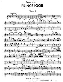 Partition flûte 1, Prince Igor, Князь Игорь - Knyaz Igor, Borodin, Aleksandr