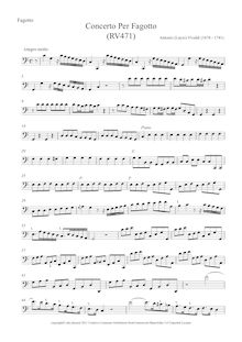 Partition basson solo, basson Concerto en C major, RV 471, C, Vivaldi, Antonio