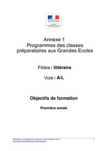 Programme des Classes Préparatoires aux Grandes Ecoles filière AL 2013-2014
