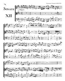 Partition Sonata No.12 en E major pour violoncelle, viole de gambe (obbligato) et Continuo, 12 violon sonates (deuxième livre)