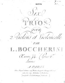 Partition violoncelle, 6 corde Trios, G.113-118, C major (G.116); A major (G.118); D minor (G.117)