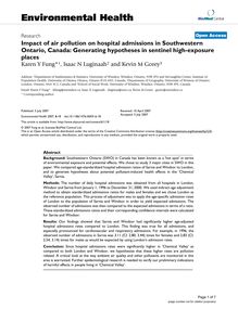 Impact of air pollution on hospital admissions in Southwestern Ontario, Canada: Generating hypotheses in sentinel high-exposure places
