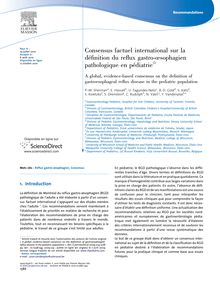 Consensus factuel international sur la définition du reflux gastro-œsophagien pathologique en pédiatrie