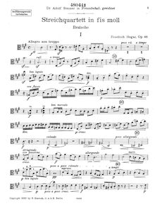 Partition viole de gambe, corde quatuor, F♯ minor, Hegar, Friedrich