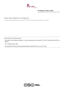 Droit des affaires et religions - article ; n°4 ; vol.53, pg 1239-910