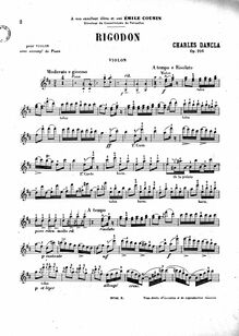 Partition de violon, Rigodon, Op.206, Dancla, Charles