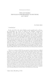 The lex Valeria and Sulla’s empowerment as dictator (82-79 BCE) - article ; n°1 ; vol.15, pg 37-84