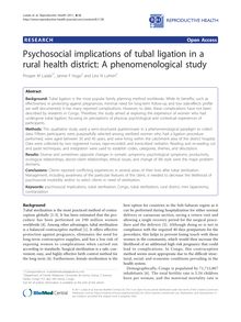 Psychosocial implications of tubal ligation in a rural health district: A phenomenological study