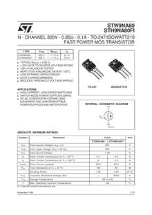 N CHANNEL 800V 1A TO ISOWATT218 FAST POWER MOS TRANSISTOR