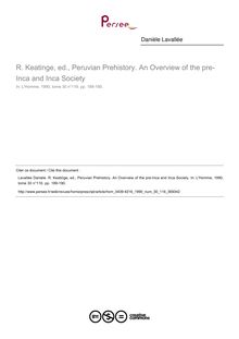 R. Keatinge, ed., Peruvian Prehistory. An Overview of the pre-Inca and Inca Society  ; n°116 ; vol.30, pg 189-190