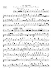 Partition flûte 1, 2, Symphony No.4 en A major, Sinfonie Nr.4 in A-Dur "Italienische"