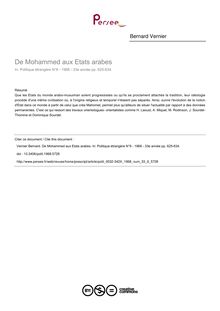 De Mohammed aux Etats arabes - article ; n°6 ; vol.33, pg 625-634