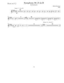 Partition cor 2 (F), Symphony No.6  Magnificat , D major, Rondeau, Michel